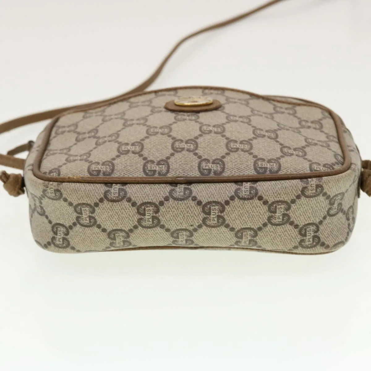 GUCCI GG Plus Canvas Shoulder Bag PVC Leather Beige  th3681