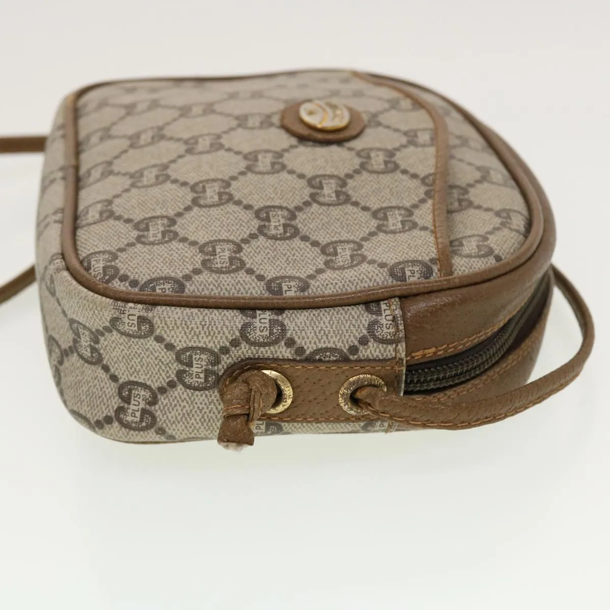 GUCCI GG Plus Canvas Shoulder Bag PVC Leather Beige  th3681