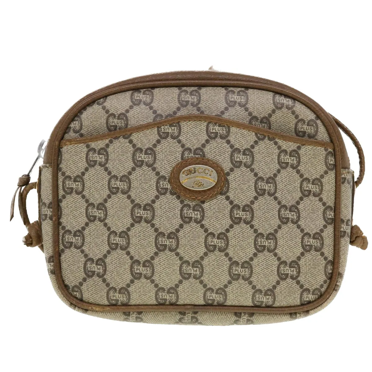 GUCCI GG Plus Canvas Shoulder Bag PVC Leather Beige  th3681
