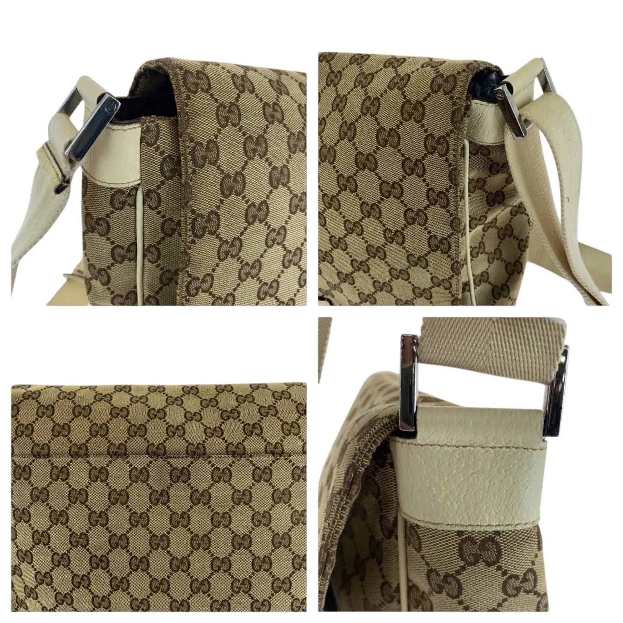 Gucci ivory Gg Canvas Messenger Bag Shoulder Bag (Pre-Owned)