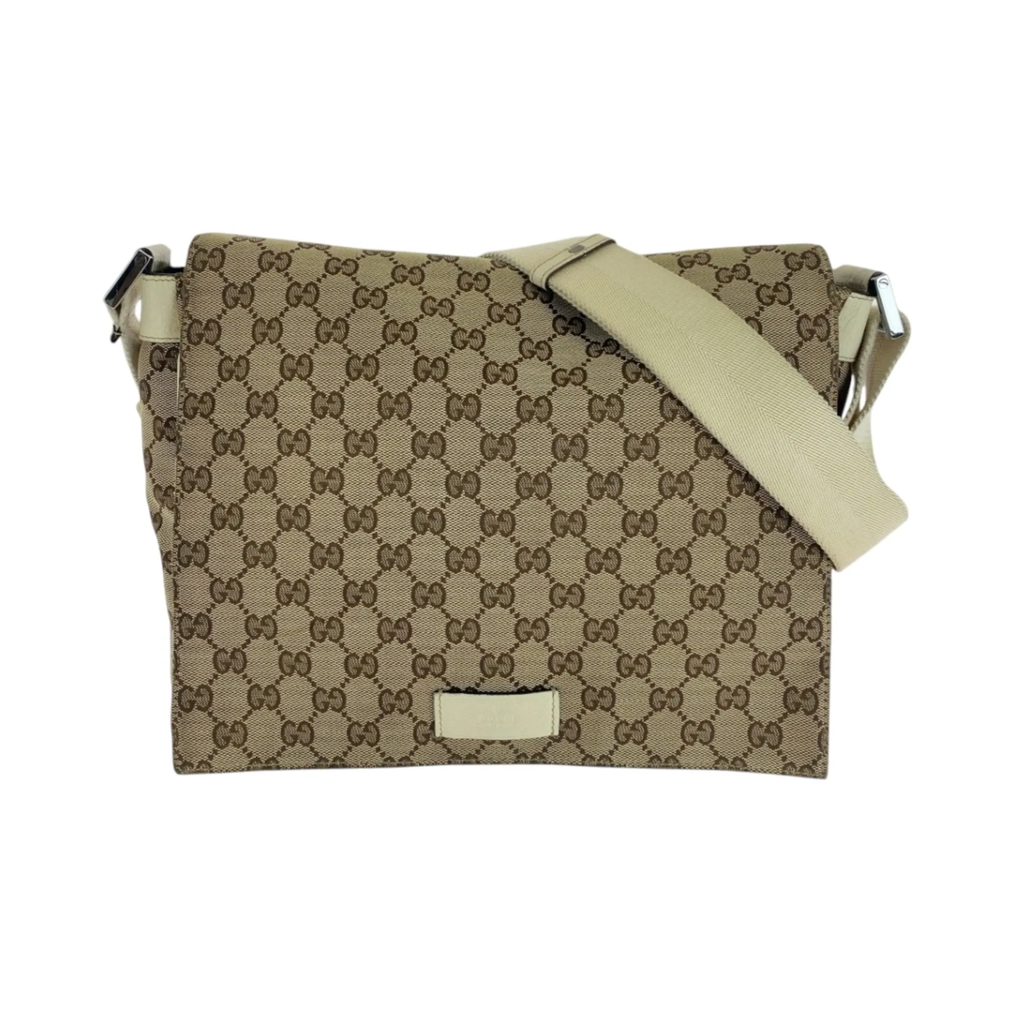 Gucci ivory Gg Canvas Messenger Bag Shoulder Bag (Pre-Owned)