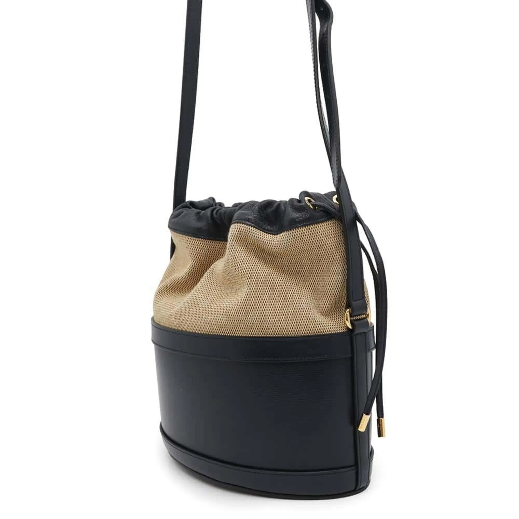 Gucci Navy Canvas Leather Shoulder Bag (Pre-Owned)