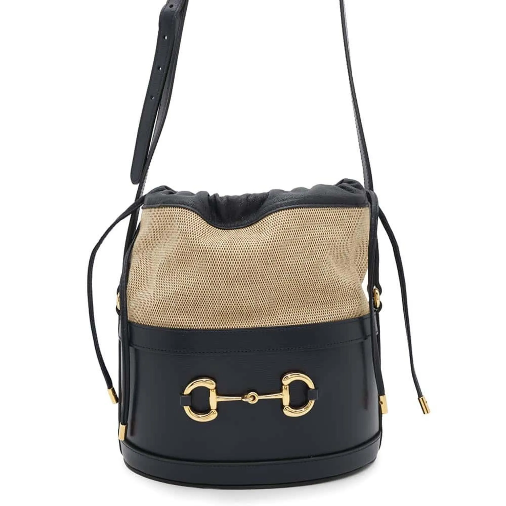 Gucci Navy Canvas Leather Shoulder Bag (Pre-Owned)