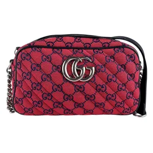 Gucci Navy Color Gg Canvas Leather Shoulder Bag (Pre-Owned)