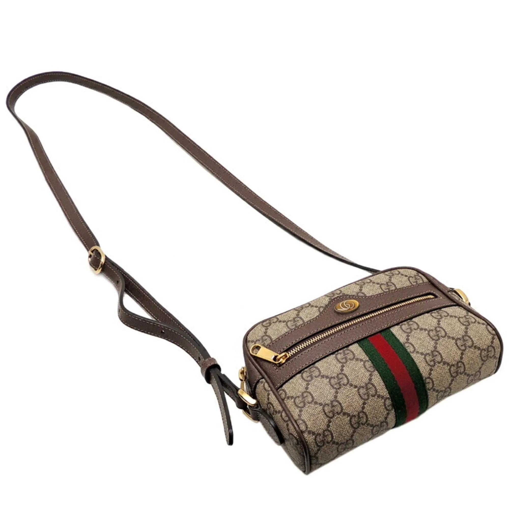 Gucci Ophidia GG Supreme Mini Bag Women's Shoulder 517350 Beige Brown Green x Red