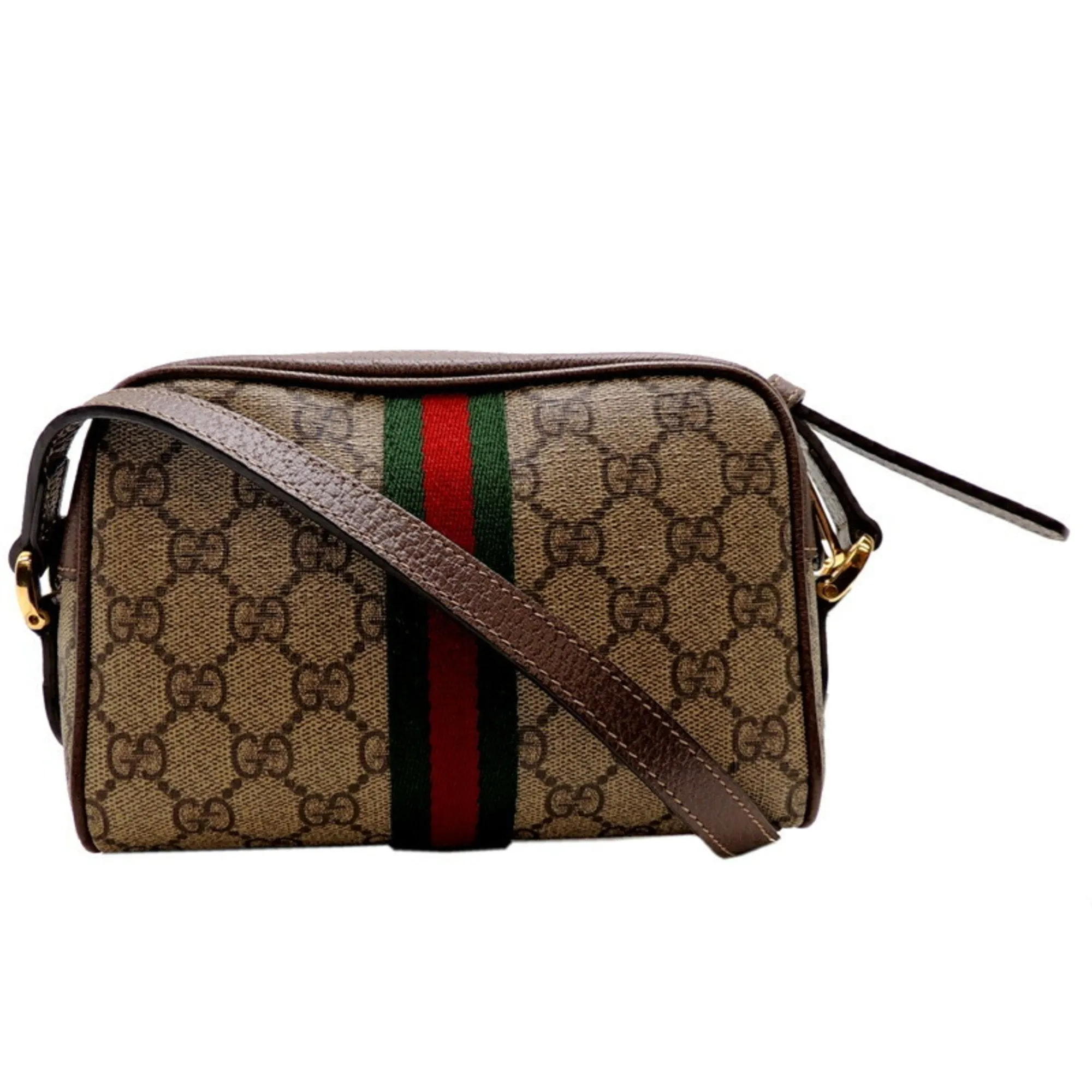 Gucci Ophidia GG Supreme Mini Bag Women's Shoulder 517350 Beige Brown Green x Red
