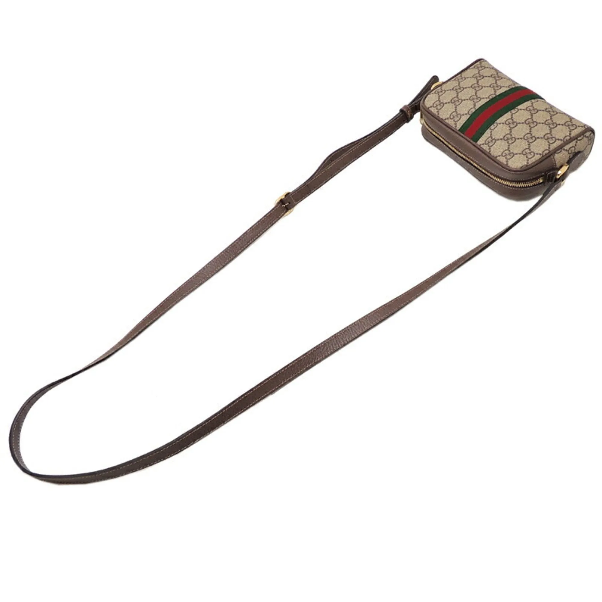 Gucci Ophidia GG Supreme Mini Bag Women's Shoulder 517350 Beige Brown Green x Red