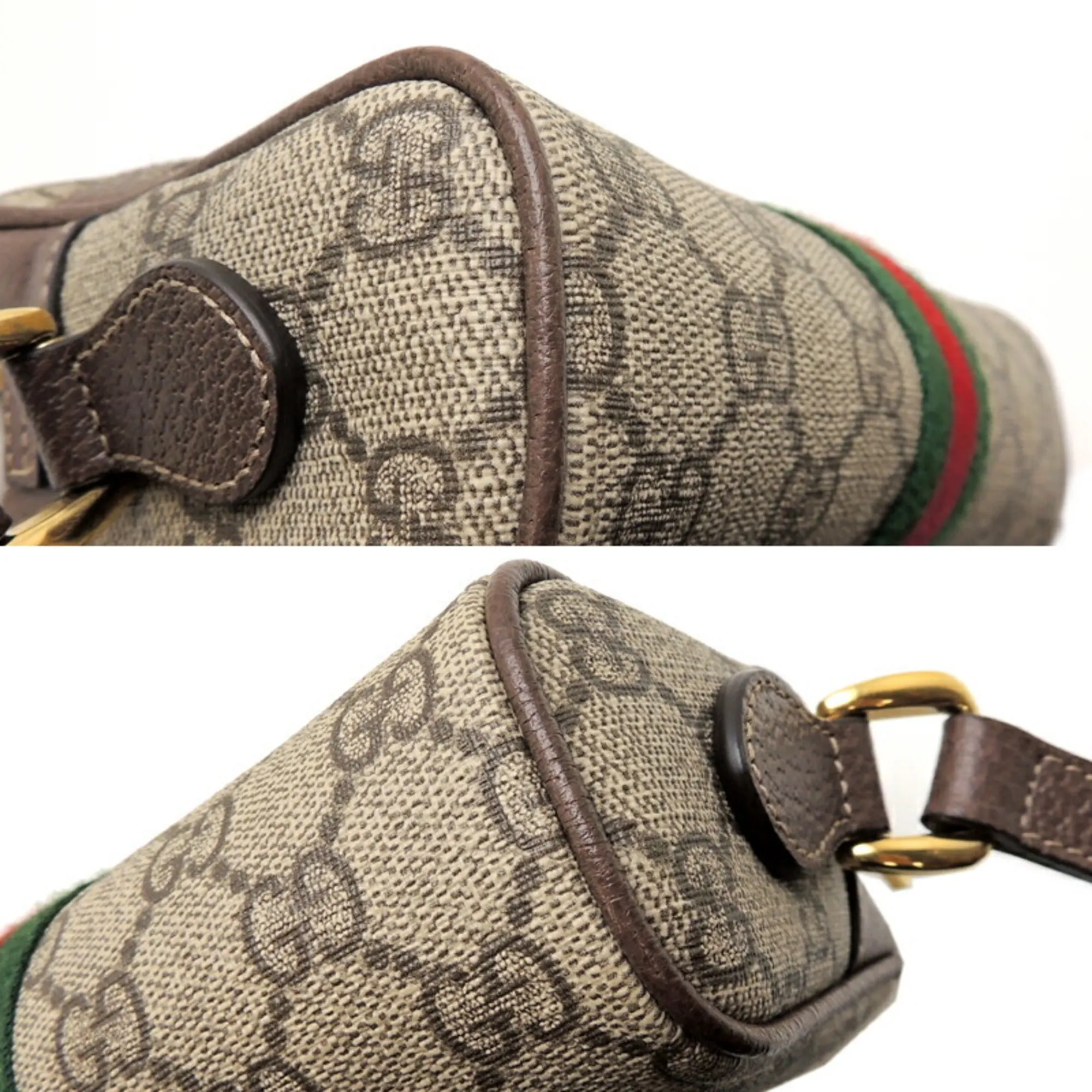 Gucci Ophidia GG Supreme Mini Bag Women's Shoulder 517350 Beige Brown Green x Red