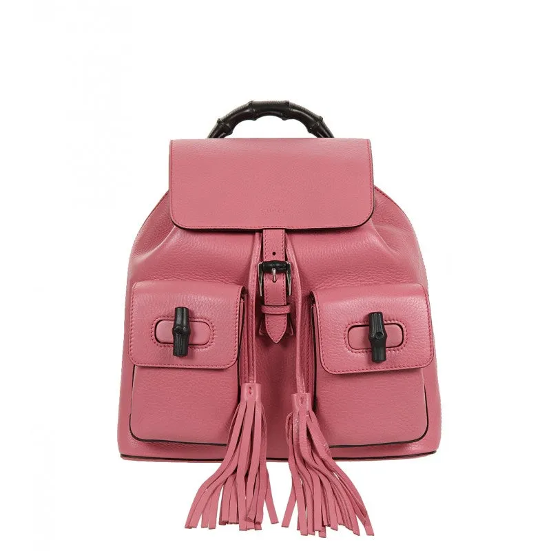 Gucci Pink leather bamboo sac backpack