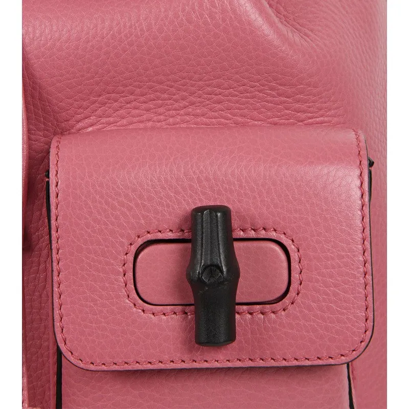 Gucci Pink leather bamboo sac backpack