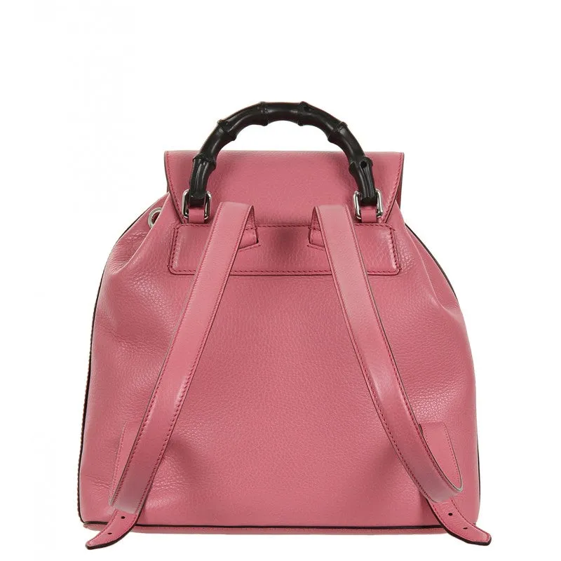 Gucci Pink leather bamboo sac backpack