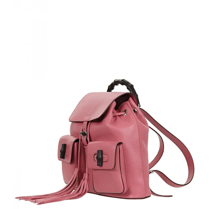 Gucci Pink leather bamboo sac backpack