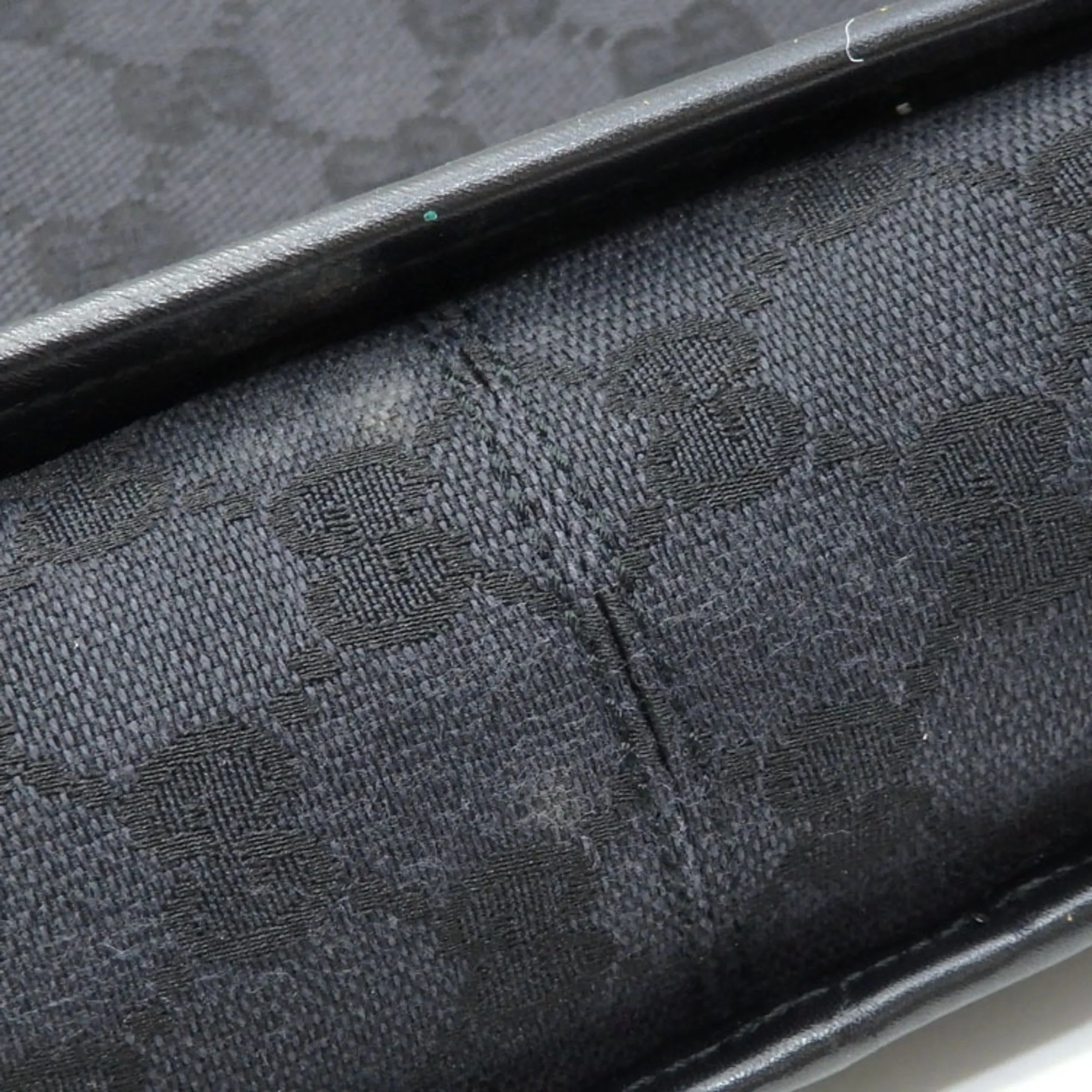 Gucci shoulder bag ladies black GG canvas leather 001 4205 001998