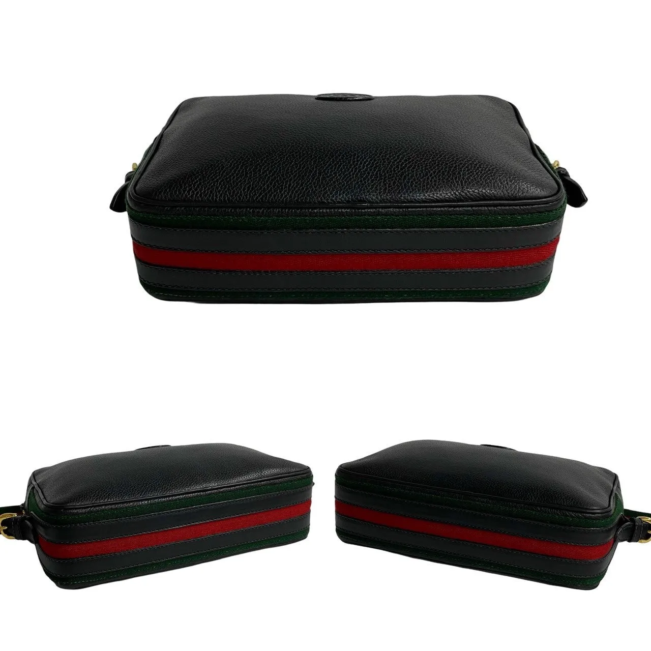GUCCI Shoulder Bag leather black Sherry line