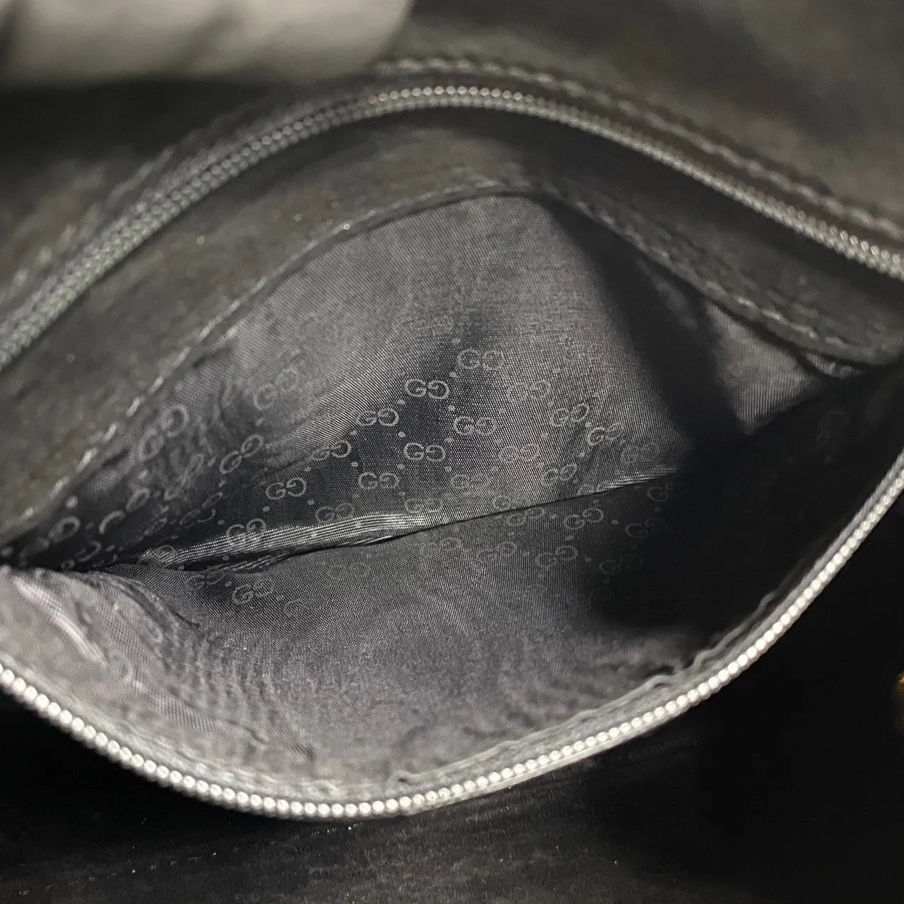 GUCCI Shoulder Bag leather black Sherry line