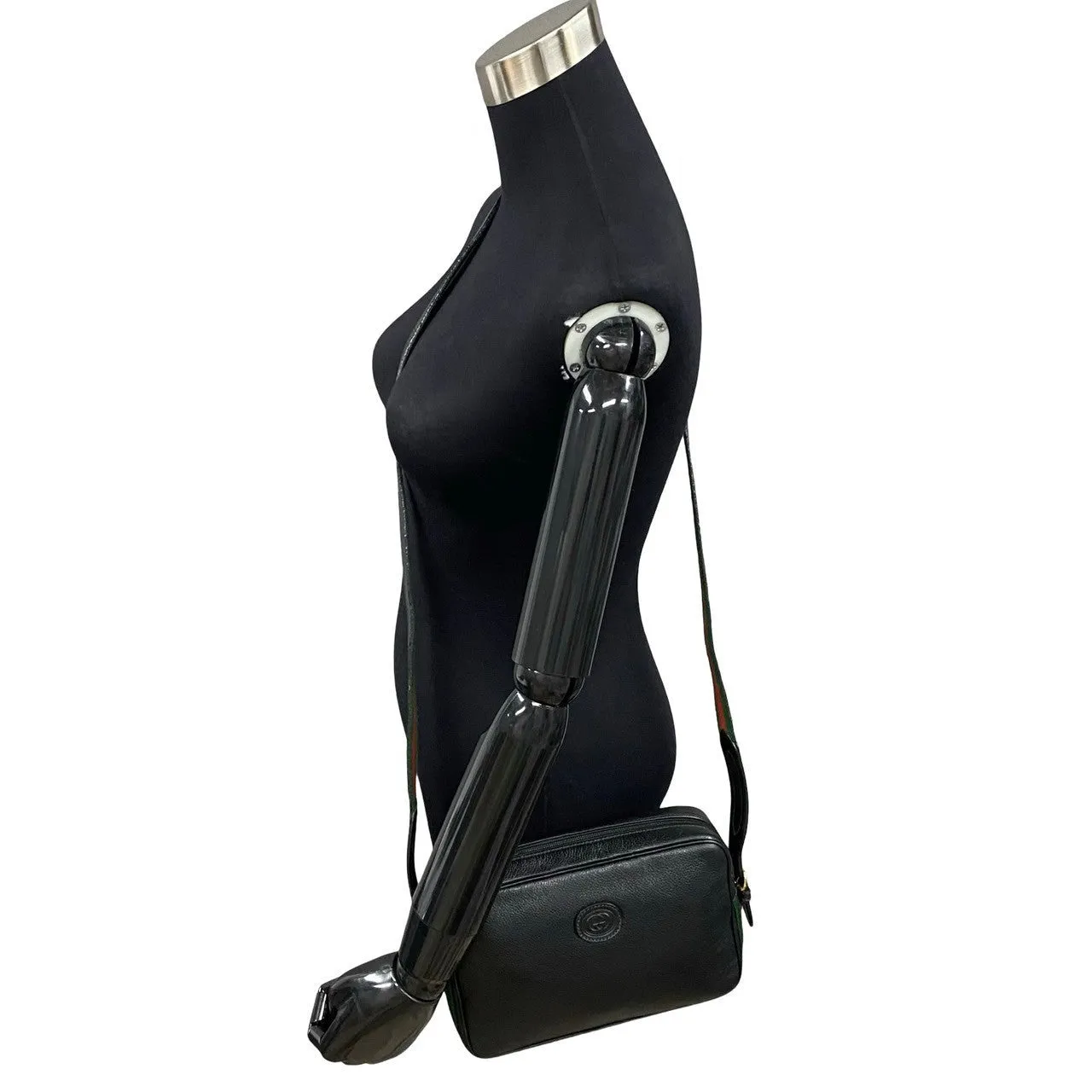 GUCCI Shoulder Bag leather black Sherry line