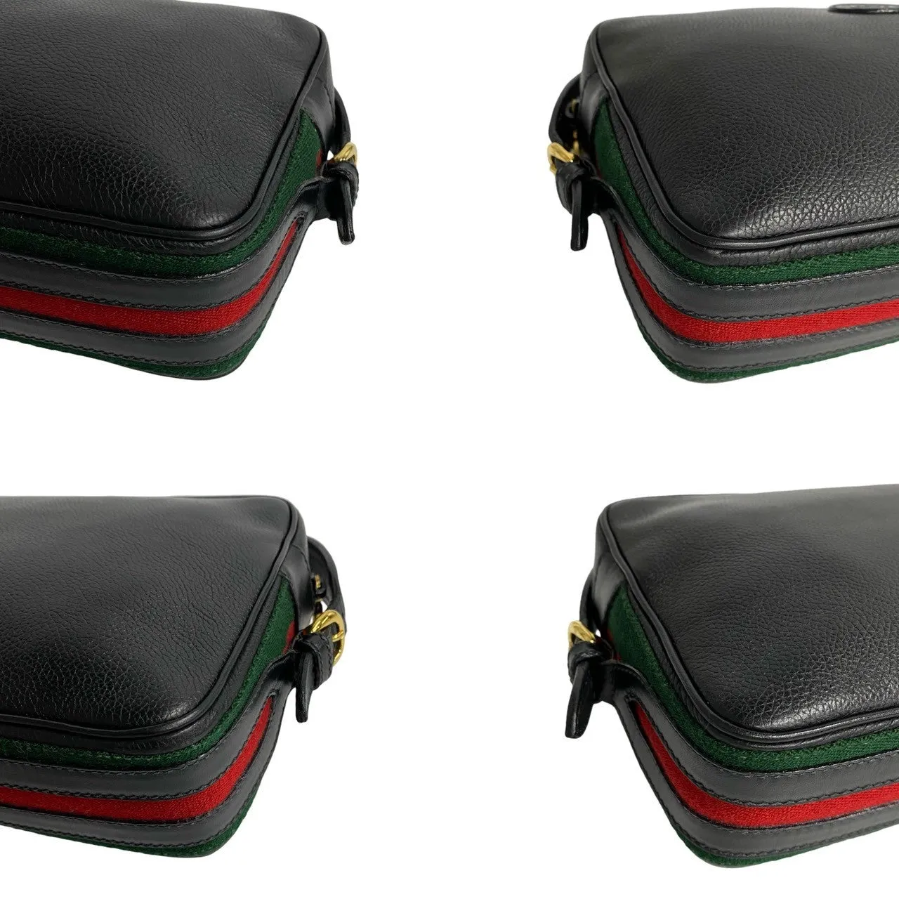 GUCCI Shoulder Bag leather black Sherry line