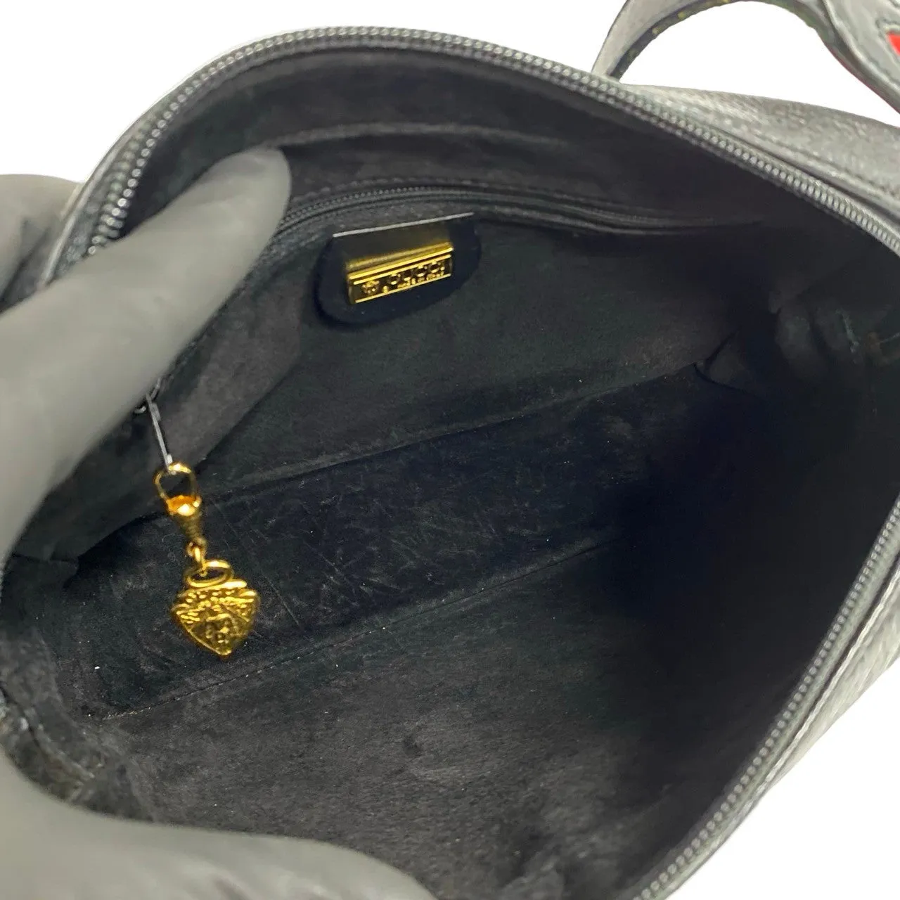 GUCCI Shoulder Bag leather black Sherry line