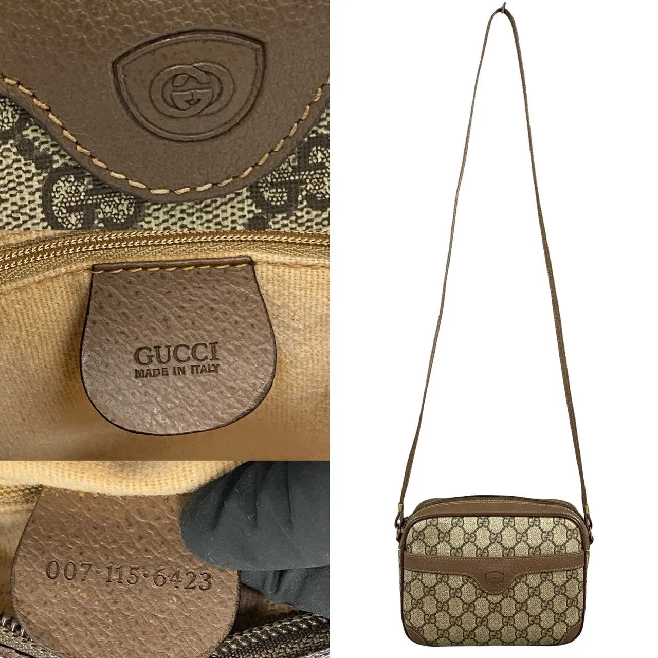 GUCCI Shoulder Bag leather Brown