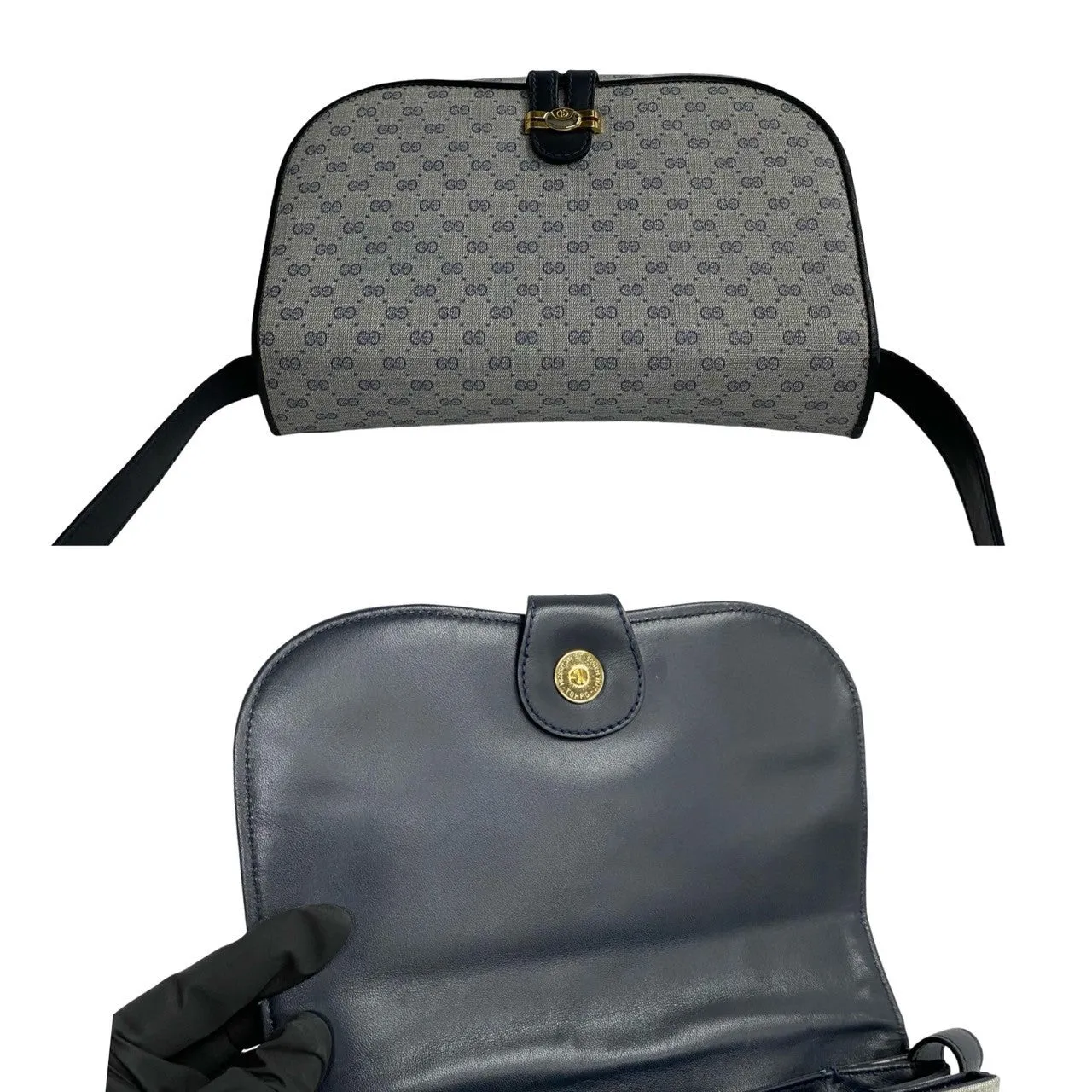 GUCCI Shoulder Bag leather Navy