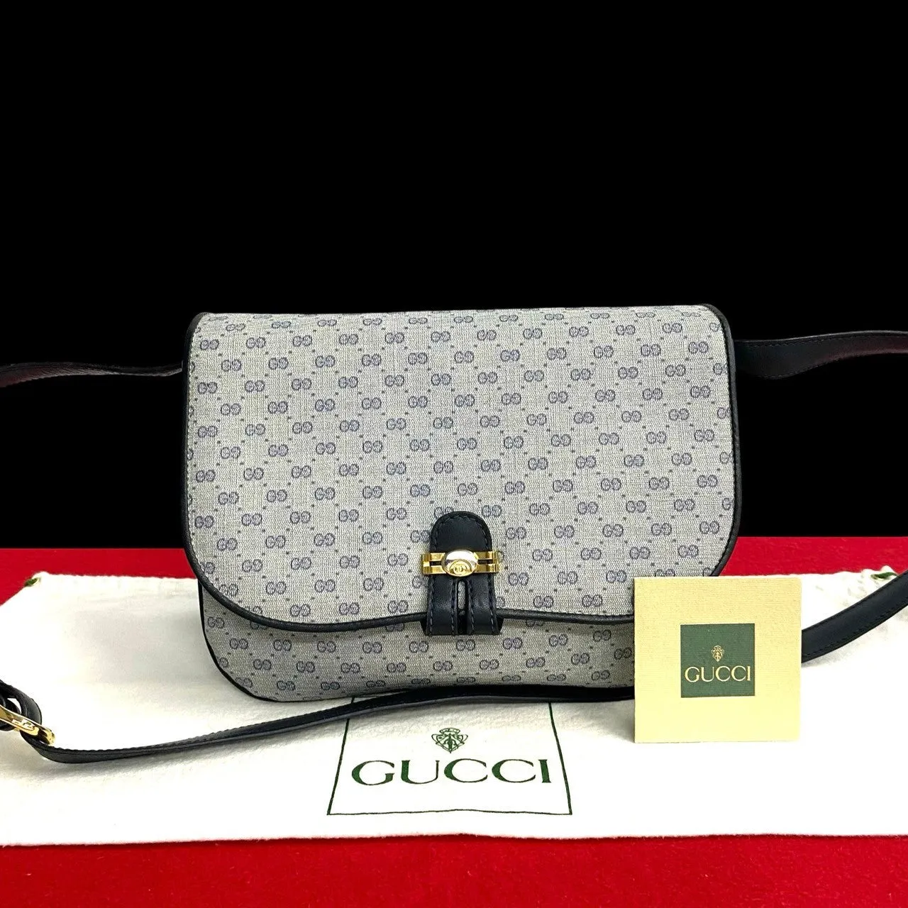 GUCCI Shoulder Bag leather Navy