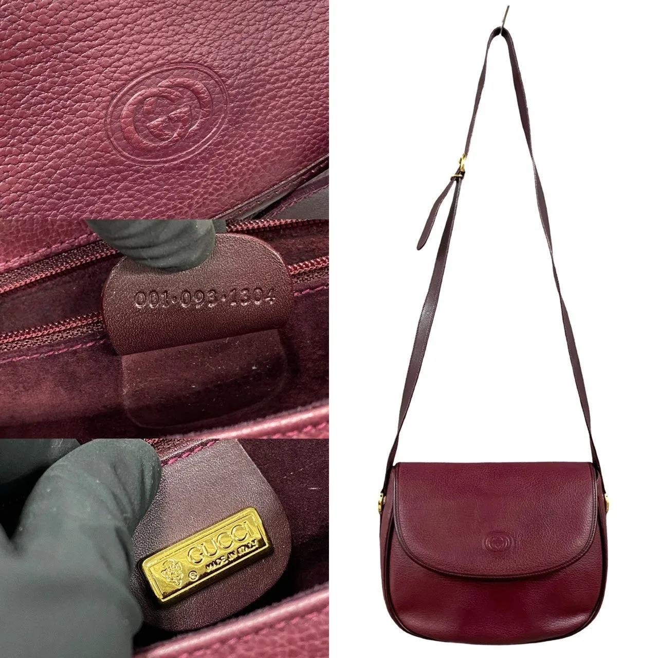 GUCCI Shoulder Bag leather purple