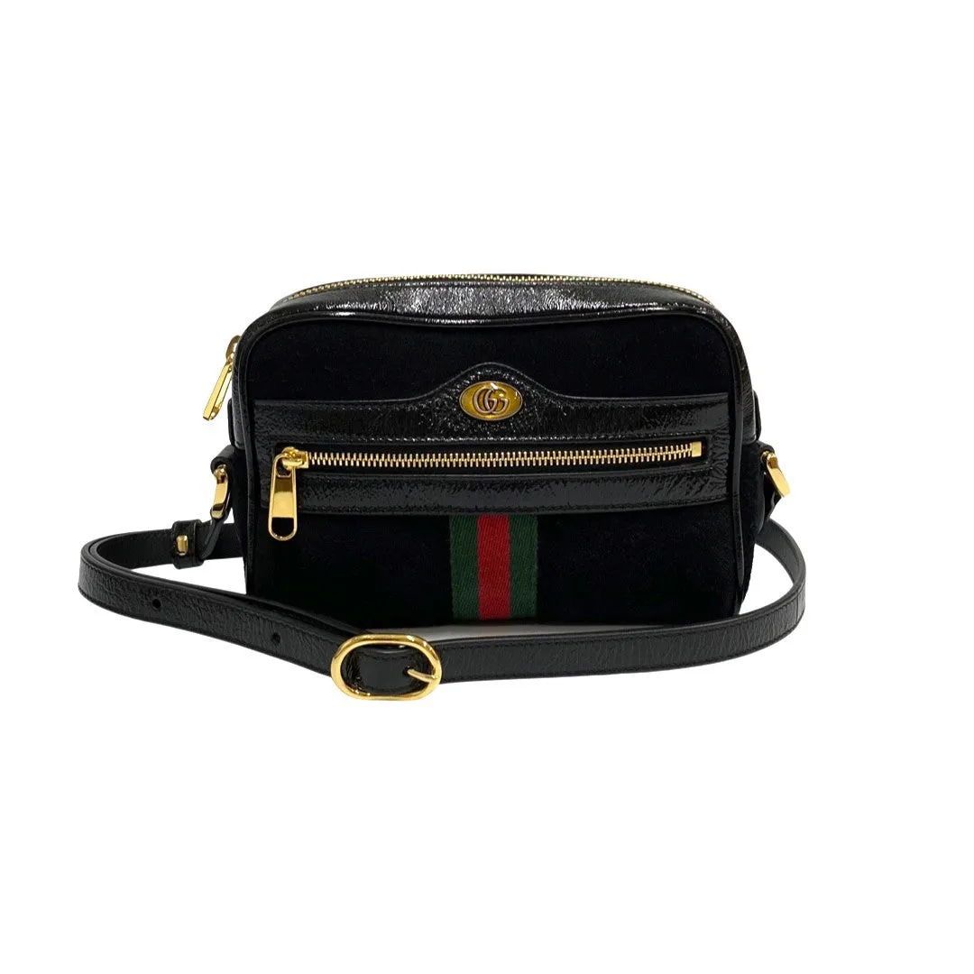 GUCCI Shoulder Bag Suede black Sherry line