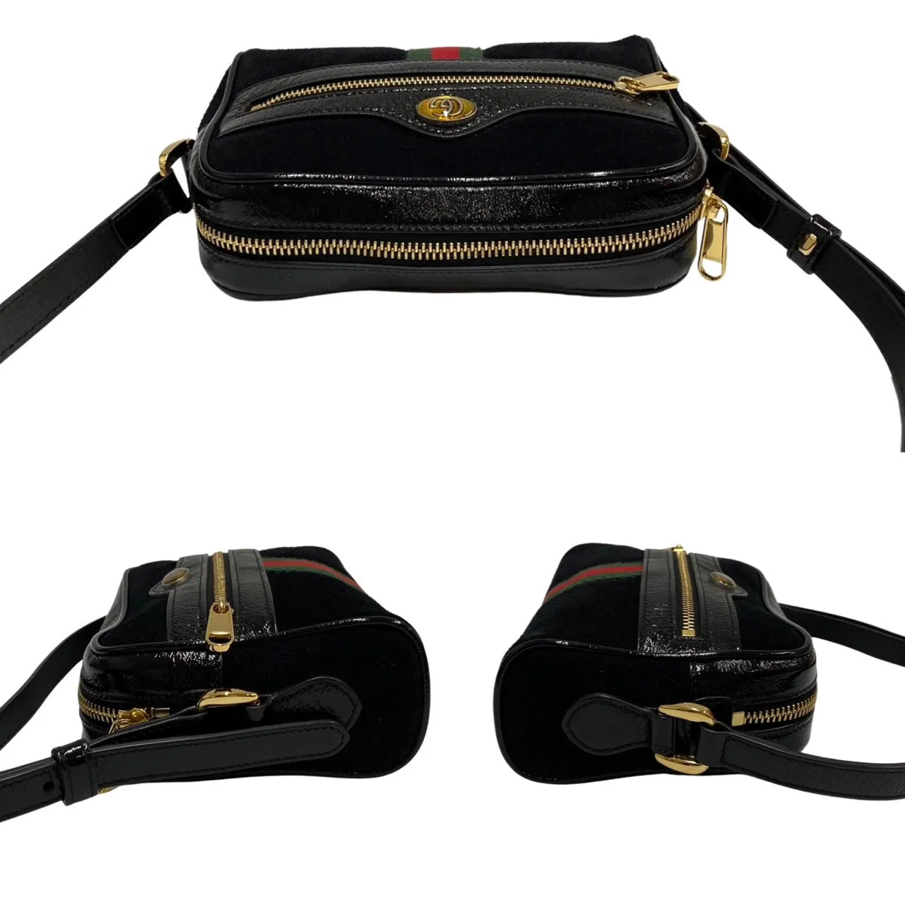 GUCCI Shoulder Bag Suede black Sherry line