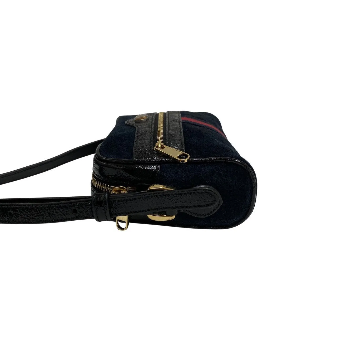 GUCCI Shoulder Bag Suede Navy GG Ophidia