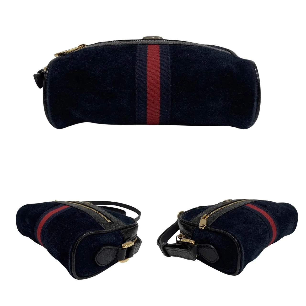 GUCCI Shoulder Bag Suede Navy GG Ophidia