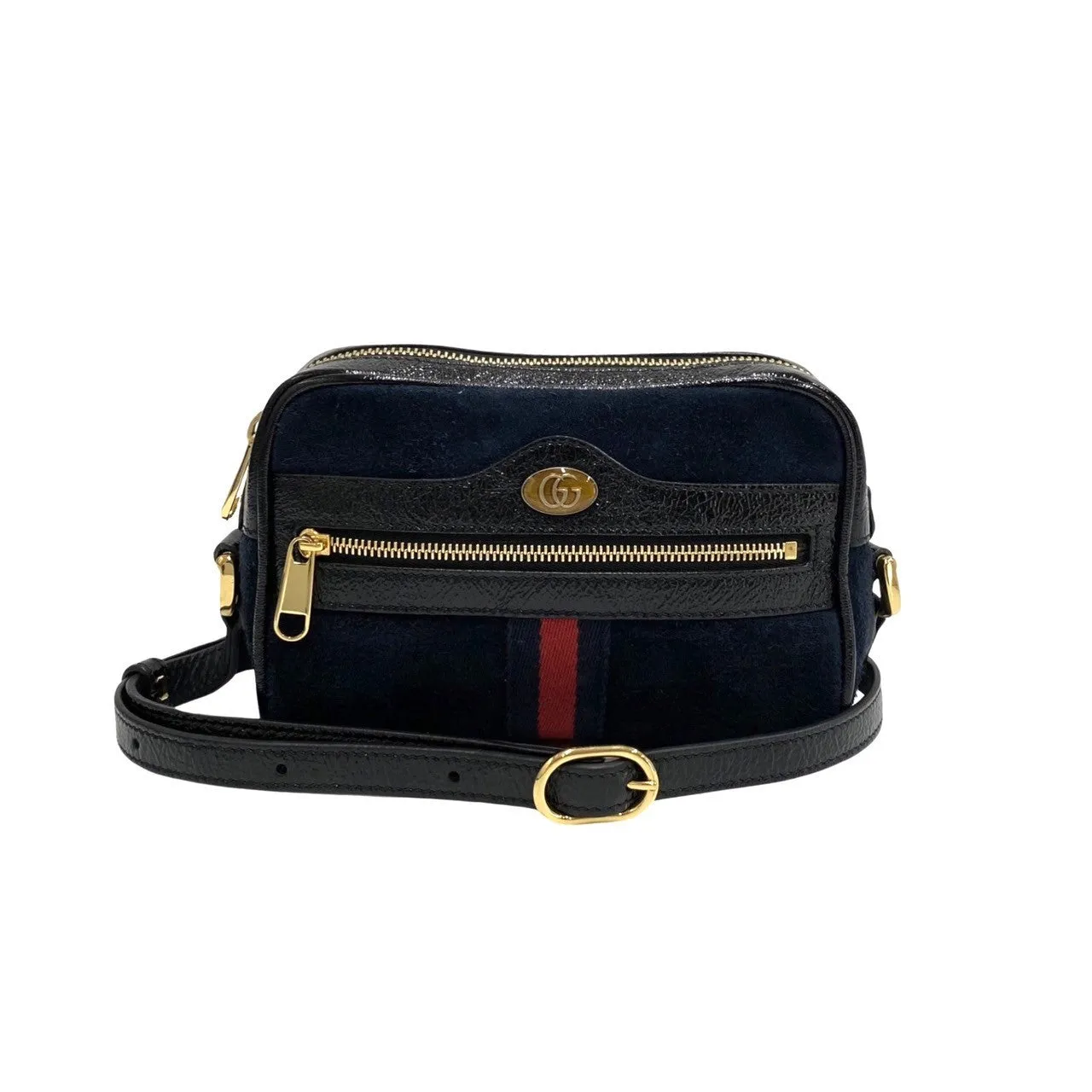 GUCCI Shoulder Bag Suede Navy GG Ophidia