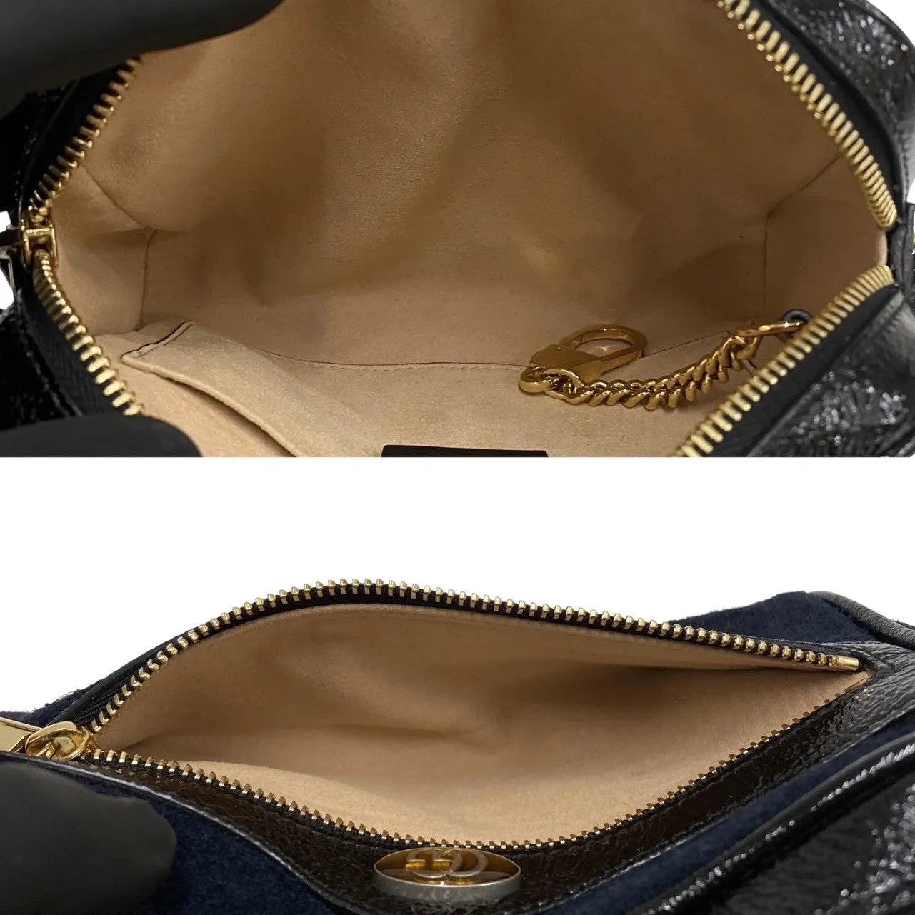 GUCCI Shoulder Bag Suede Navy GG Ophidia