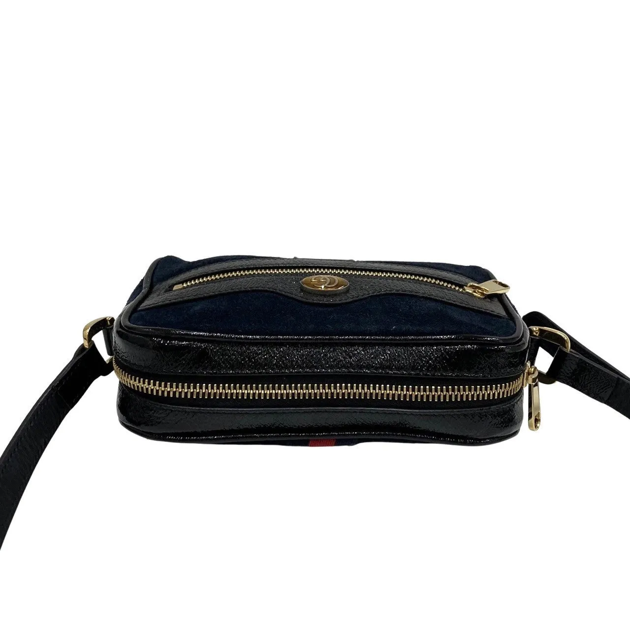 GUCCI Shoulder Bag Suede Navy GG Ophidia