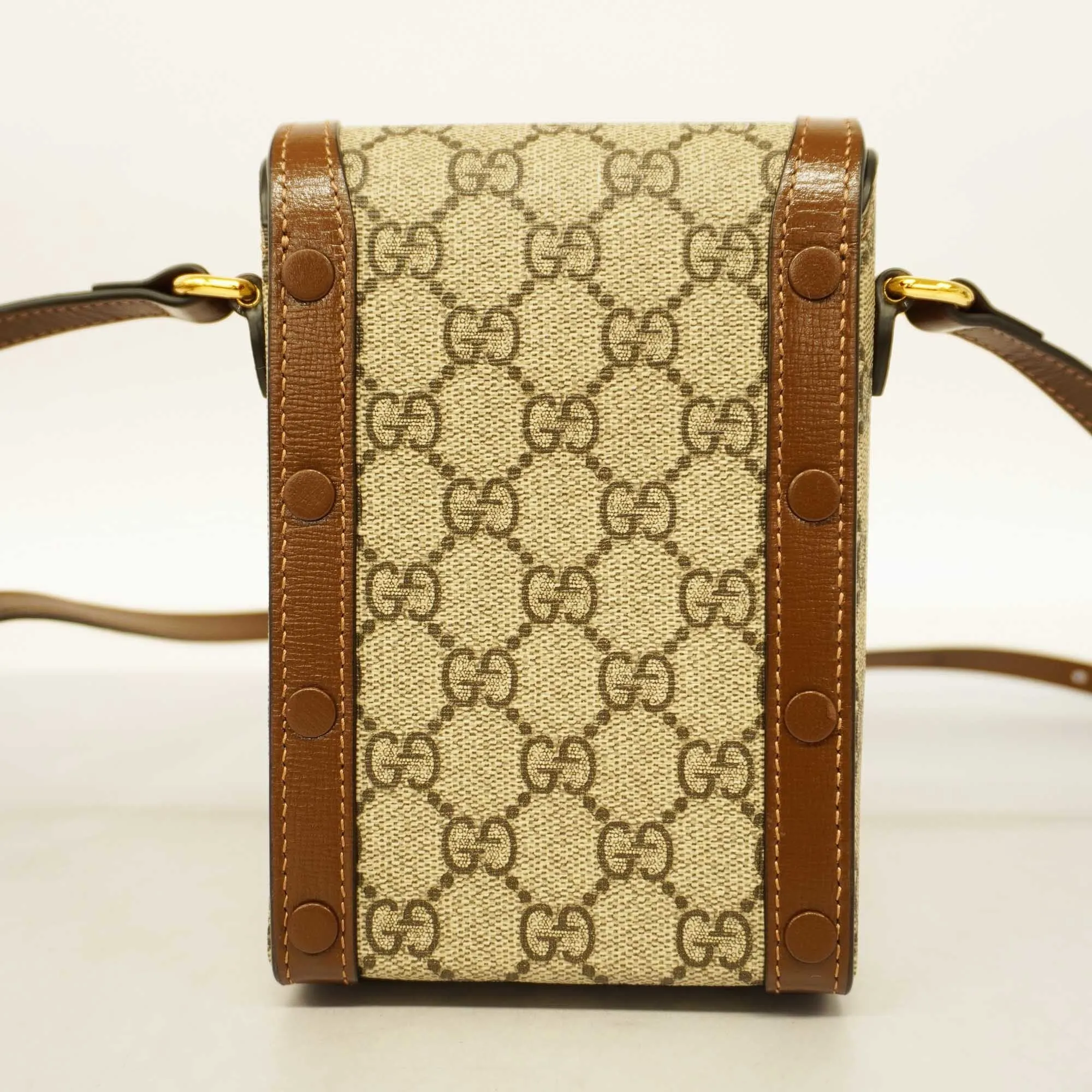GUCCIAuth  Horsebit 625615 Women's GG Supreme Shoulder Bag Beige,Brown