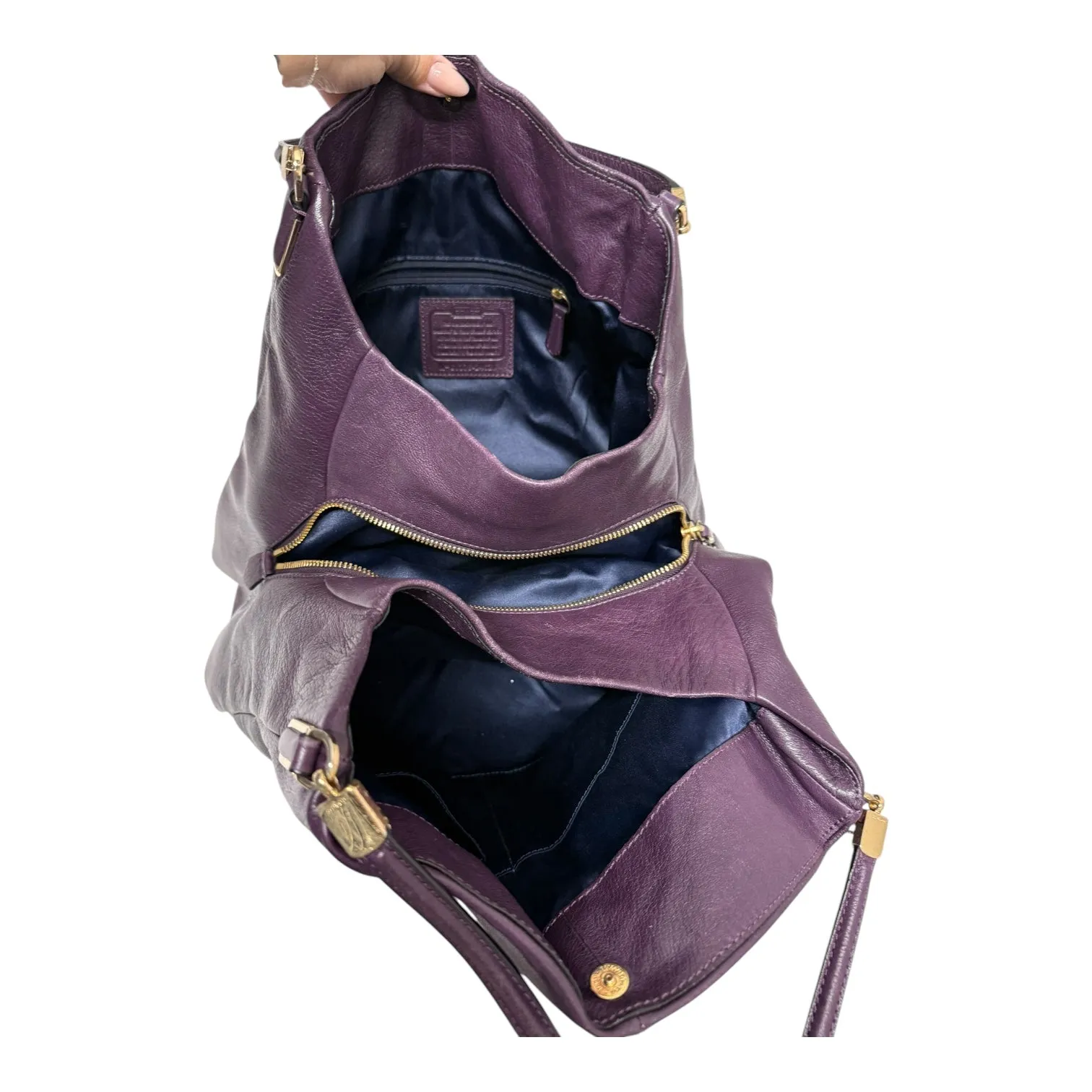 Handbag Designer By Coach In Purple, Size:Medium