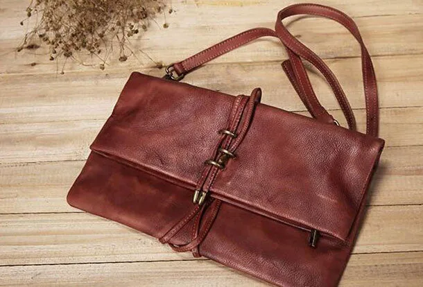 Handmade Leather clutch purse shoulder bag for women leather crossbody bag