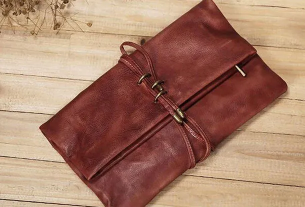 Handmade Leather clutch purse shoulder bag for women leather crossbody bag