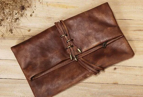Handmade Leather clutch purse shoulder bag for women leather crossbody bag