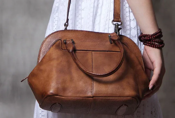 Handmade Leather handbag purse shoulder bag for women leather shopper bag