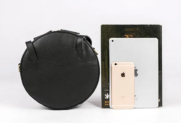 Handmade Leather Purse Bag Circle Bag Crossbody Bag Shoulder Bag Purse For Women
