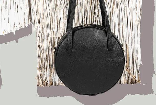 Handmade Leather Purse Bag Circle Bag Crossbody Bag Shoulder Bag Purse For Women