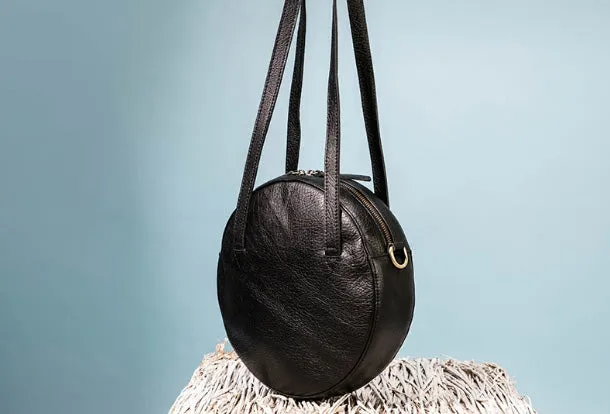 Handmade Leather Purse Bag Circle Bag Crossbody Bag Shoulder Bag Purse For Women
