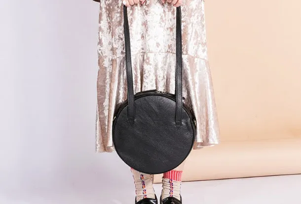 Handmade Leather Purse Bag Circle Bag Crossbody Bag Shoulder Bag Purse For Women