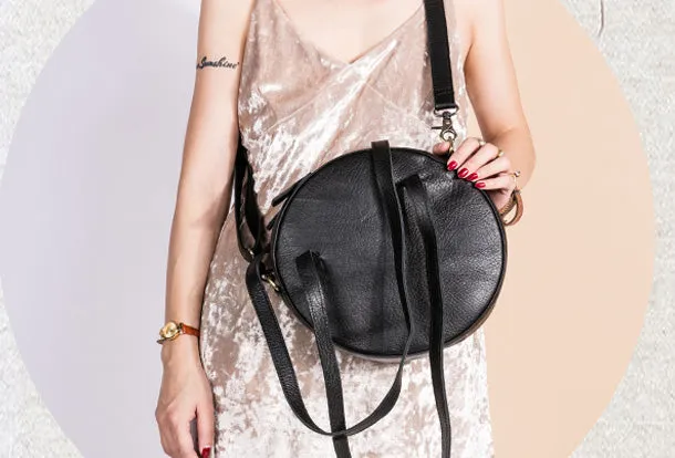 Handmade Leather Purse Bag Circle Bag Crossbody Bag Shoulder Bag Purse For Women