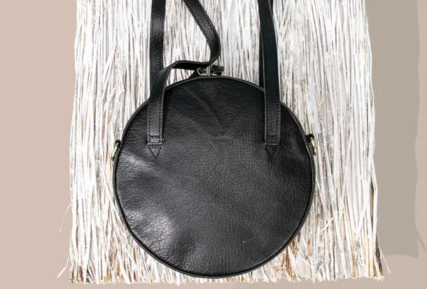 Handmade Leather Purse Bag Circle Bag Crossbody Bag Shoulder Bag Purse For Women