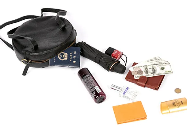 Handmade Leather Purse Bag Circle Bag Crossbody Bag Shoulder Bag Purse For Women