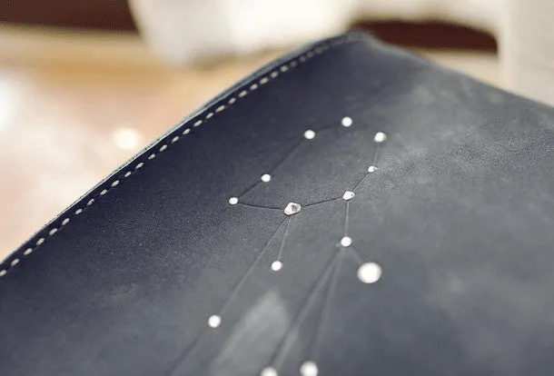 Handmade Leather purse clutch shoulder bag constellation women leather crossbody bag