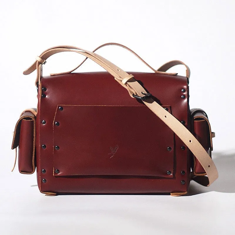 Handmade Leather Red Womens Messenger Bag Fashion Shoulder Bag for Women