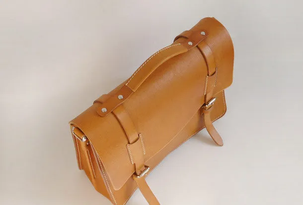 Handmade Leather satchel bag shoulder bag yellow Brown for women leather shoulder bag