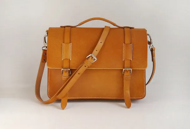 Handmade Leather satchel bag shoulder bag yellow Brown for women leather shoulder bag